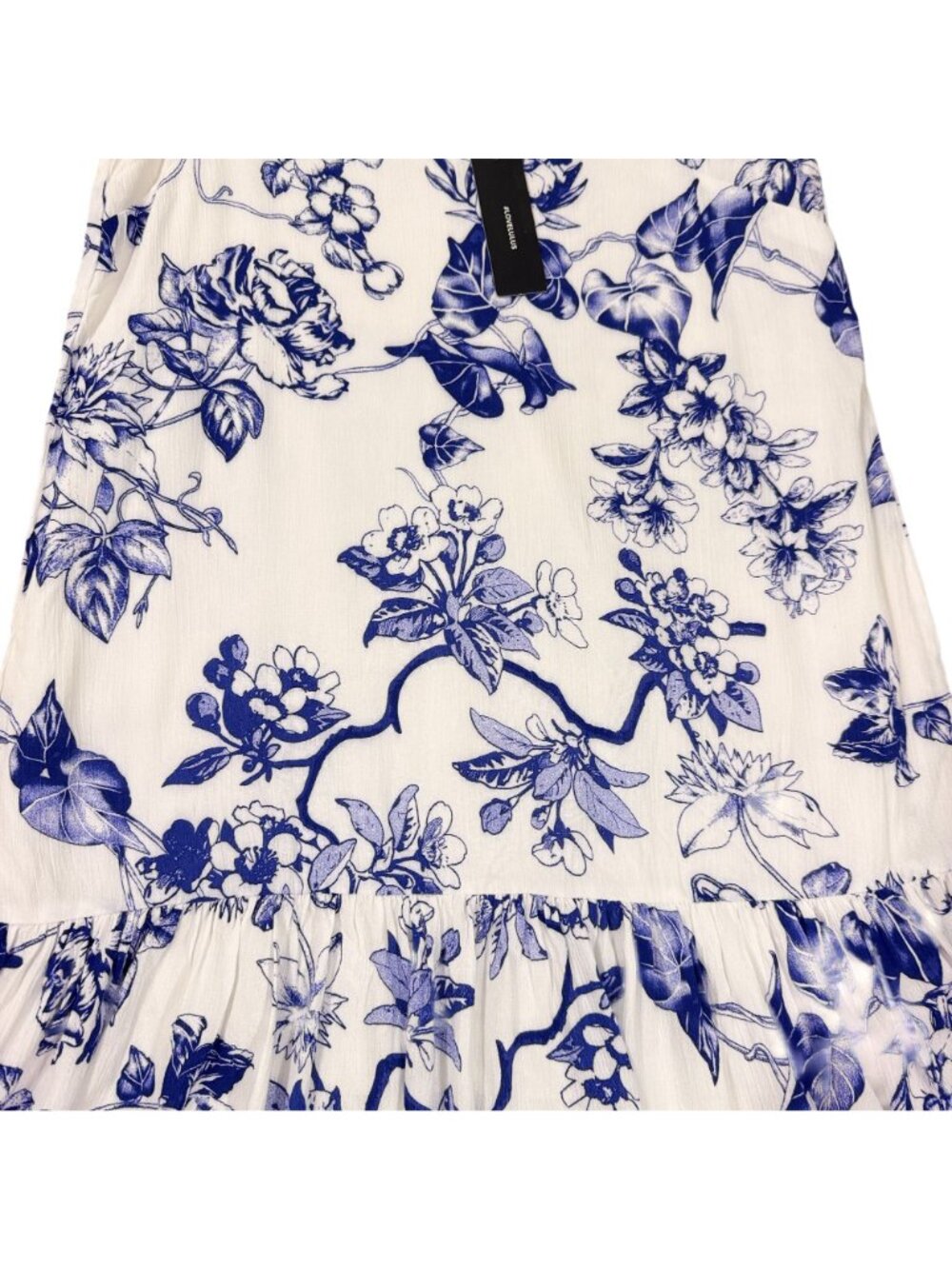 Lulus Women's Blue White Floral Ruffle Hem Mini Dress Sleeveless Size Small - Picture 4 of 8